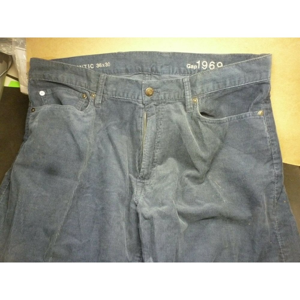 Gap 1969 Jeans 36x30 Mens Straight Leg Gray Blue Corduroy  FREE SHIPPING